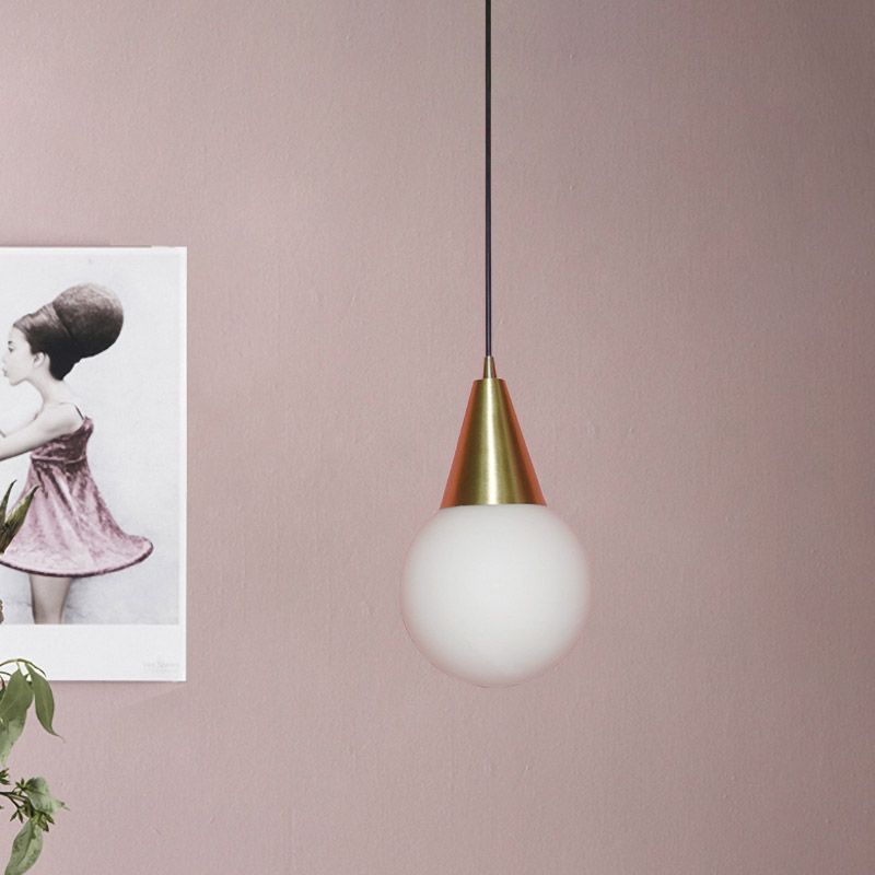 Brass Modo Ceiling Pendant Light Post Modern 1 Light Milk White Glass Suspension Lamp