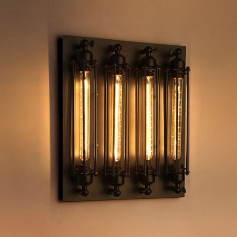 Industrial 1 / 2 / 3 / 4 - Light Wall Mounted Light - Wrought Iron Tube Wall Light
