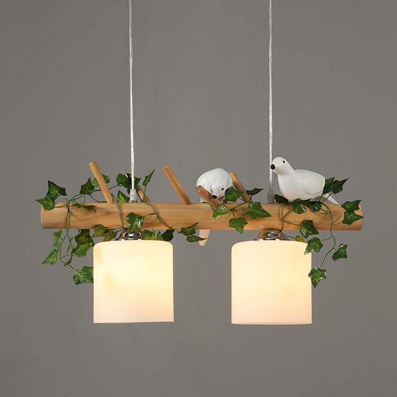 Wood Island Light Modern Natural Wood Linear Island Lighting for Restaurant