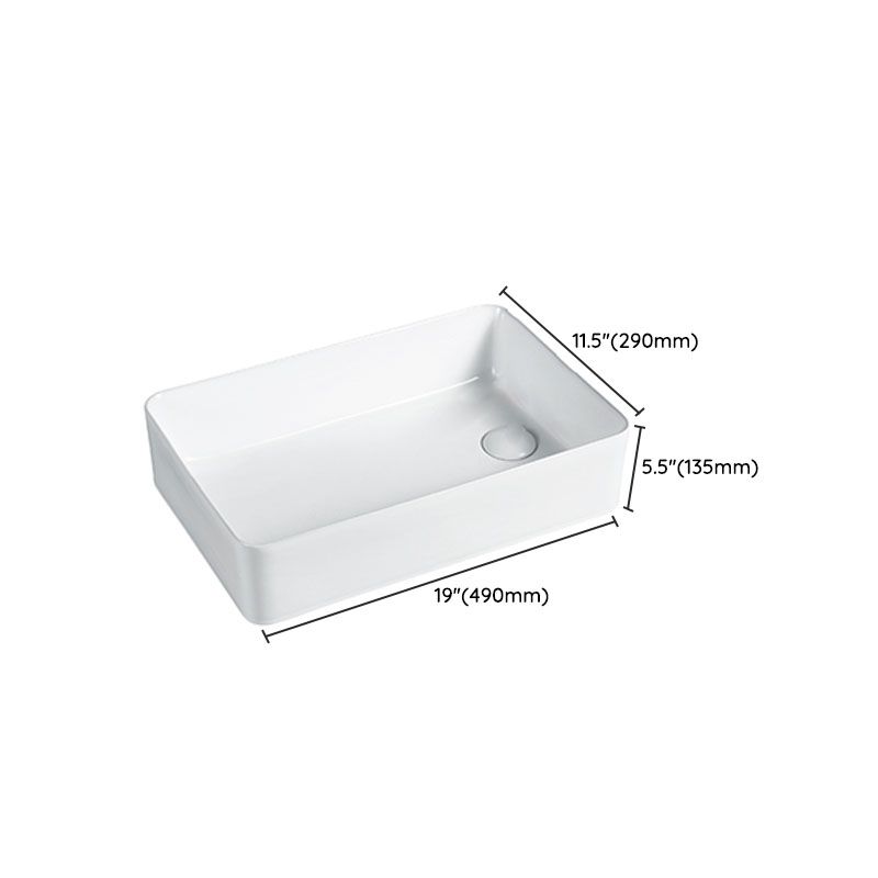 Modern Vessel Bathroom Sink Porcelain with Pop-Up Drain Vessel Sink without Faucet