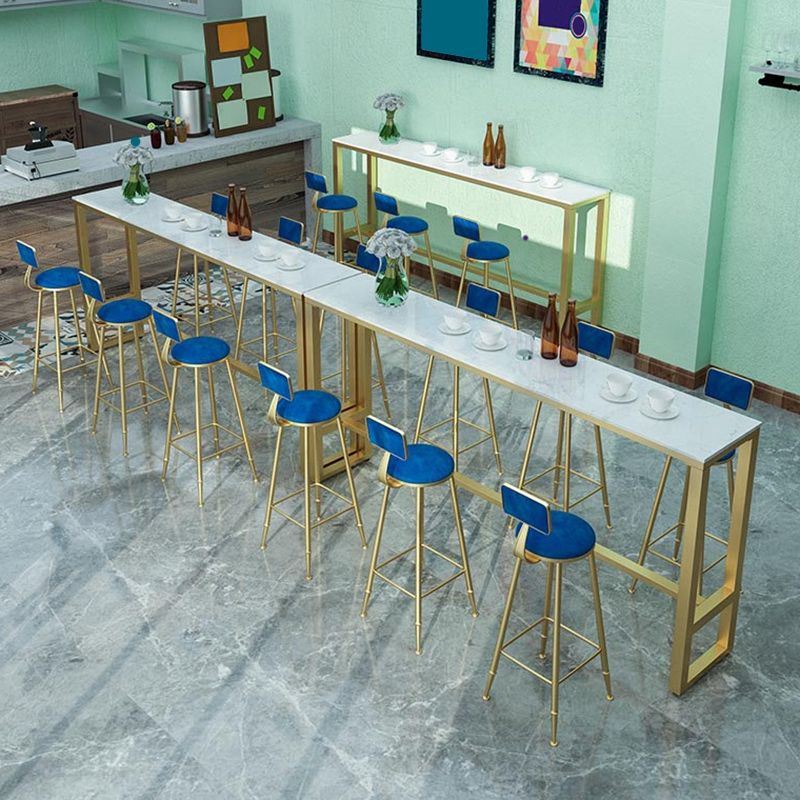 Rectangle Bar Dining Table Faux Marble Counter Height Dining Table