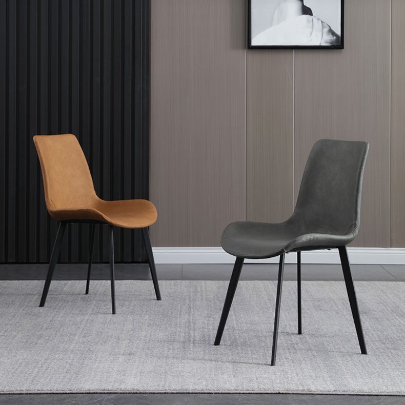 Scandinavian Metal Dining Chairs Dining Room Solid Back Armless Chairs