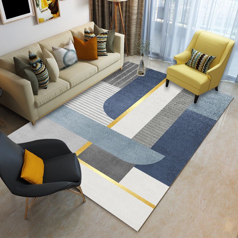 Purple Modern Rug Polyester Color Piece Rug Stain Resistant Rug for Living Room