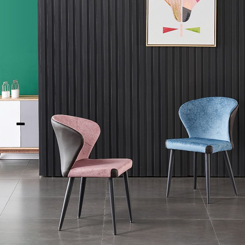Indoor Wingback Armless Dining Chairs Upholstered Side Chair with Metal Legs