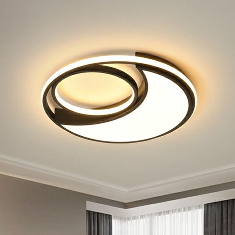 Circular Bedroom LED Ceiling Light Metallic Simplicity Flush Mount Fixture with Acrylic Diffuser