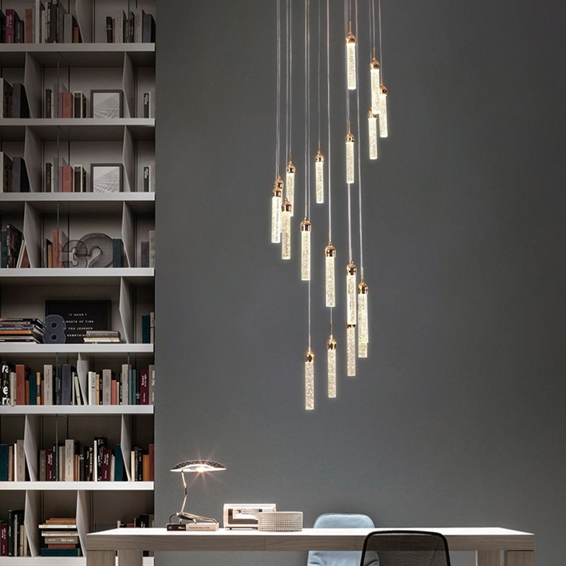 Column Hanging Light Fixtures Post-Modern Crystal Ceiling Pendant for Living Room