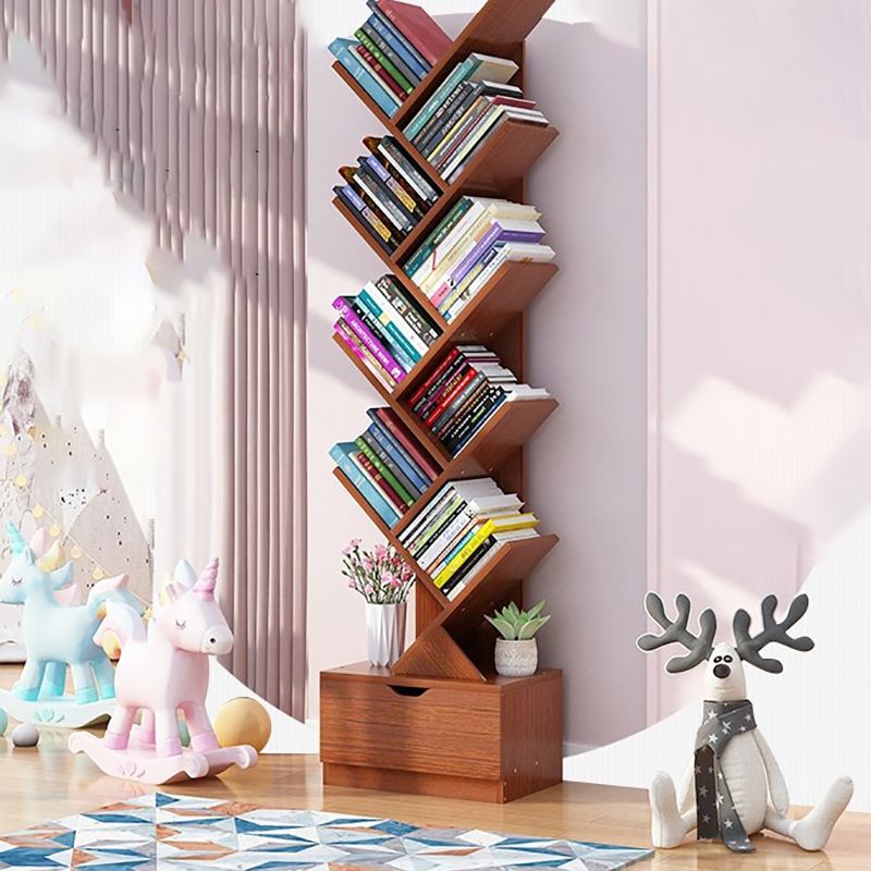 Contemporary Style Bookshelf Engineer Wood Closed Back Bookcase for Home