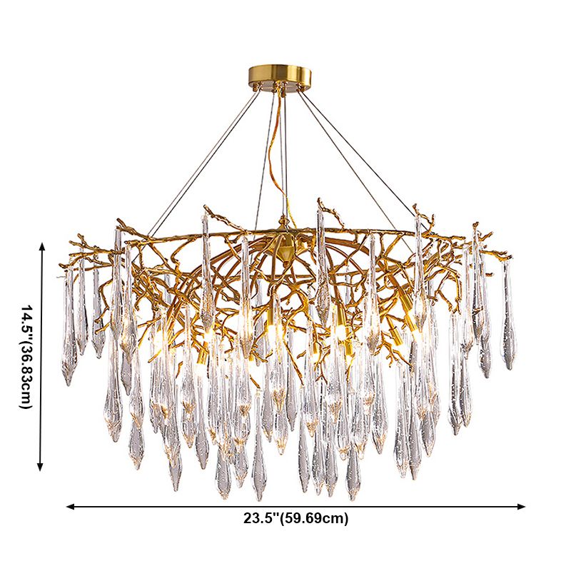 Modern Luxury Teardrop Pendant Light Glass Indoor Chandelier in Gold