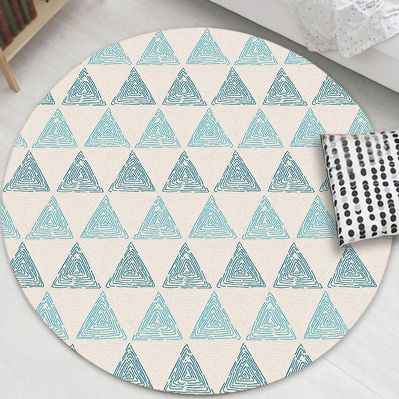 Modern Round Indoor Rug Geometric Washable Area Rug Polyester Non-Slip Carpet for Living Room