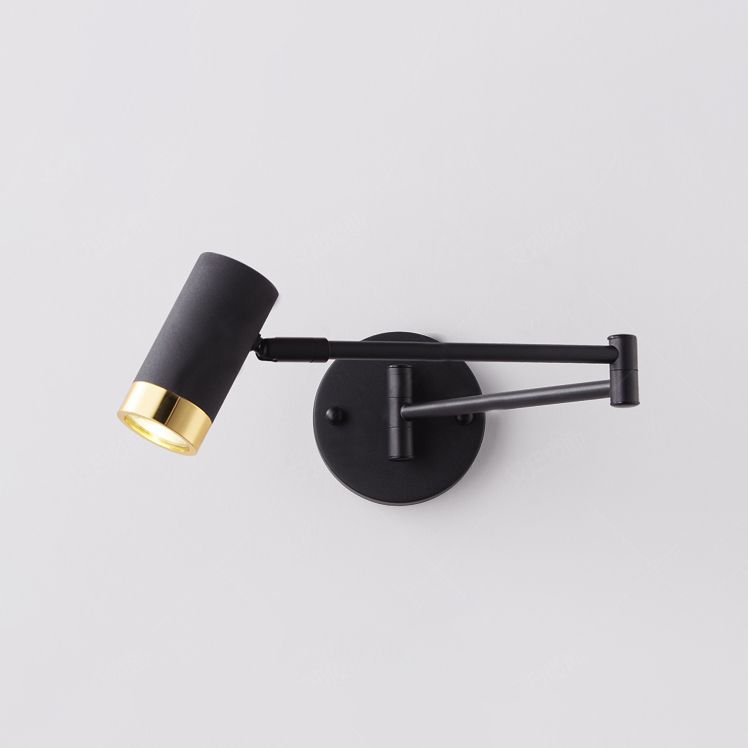 Modern Artistic Adjustable Wall Lamp Lacquered Iron Cylindrical Wall Light with Aluminium Shade