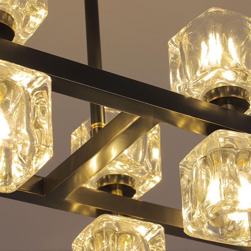 Luminaire de l'île contemporaine Crystal Cube Island Lights for Kitchen