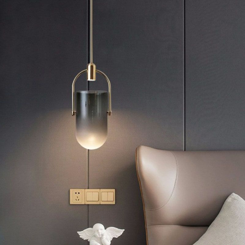 Designer LED Hanging Light Brass Dome Hanging Light Fixture with Glass Shade for Bedroom