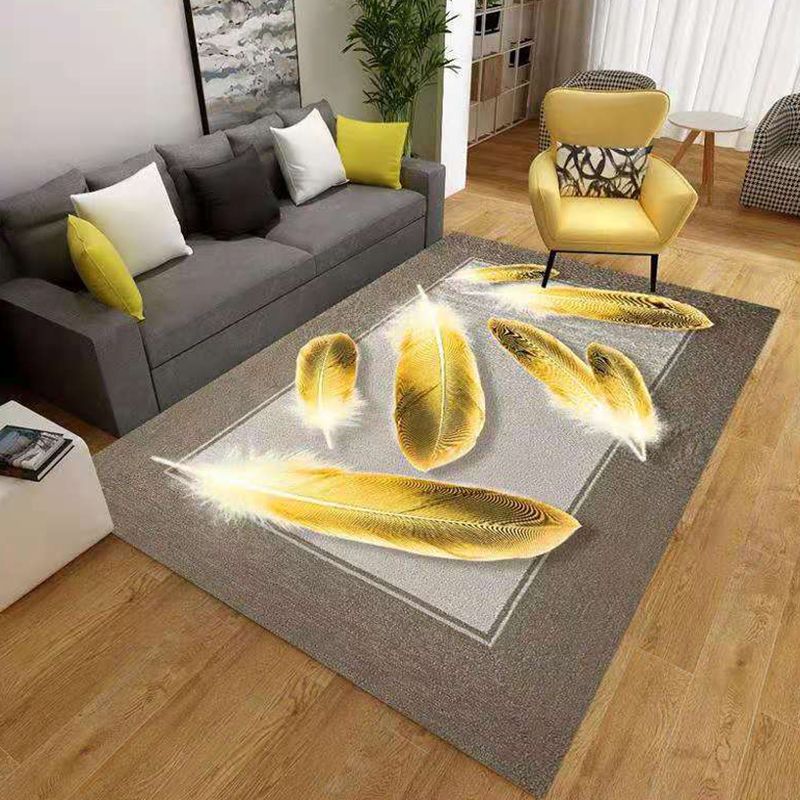 Gold Feather Carpet Polyester Simplicity Carpet Stain Resistant Carpet for Home Decor