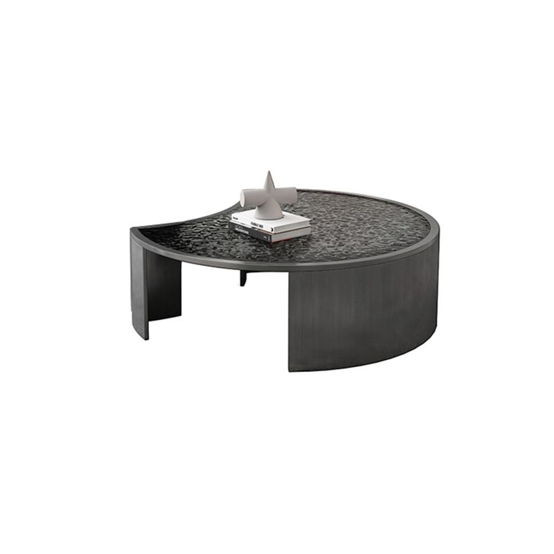 Glass Top Coffee Table Round Nesting Coffee Table Set with Grey Legs