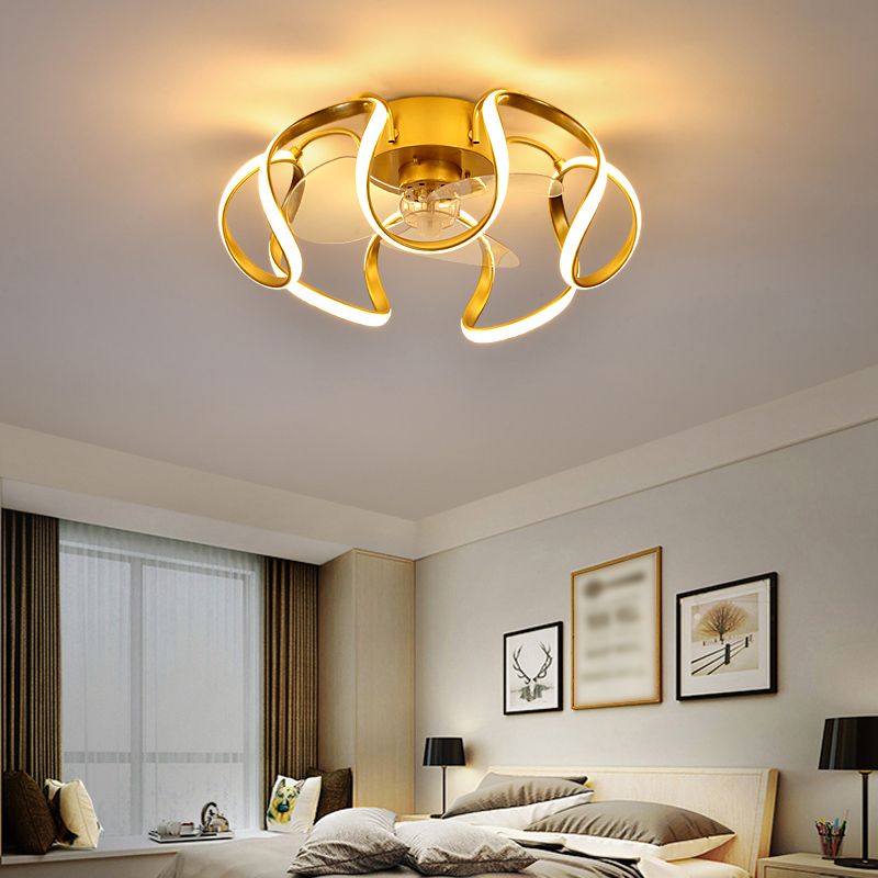 Contemporary Geometric Fan Light Metal Linear Flush Mount Light for Living Room