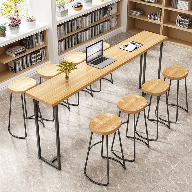 Contemporary Style Wood Counter Stool Backless Bar Stool with Metal Legs