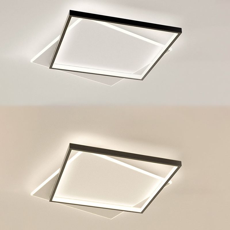 Moderne minimaliste métal encastré plafonnier carré superposé forme LED encastré éclairage de chambre à coucher