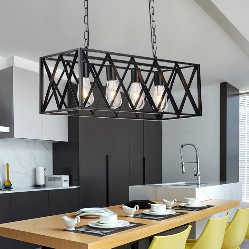 Industrial Island Pendant Lights Metal Multiple-Light Island Pendant Lighting