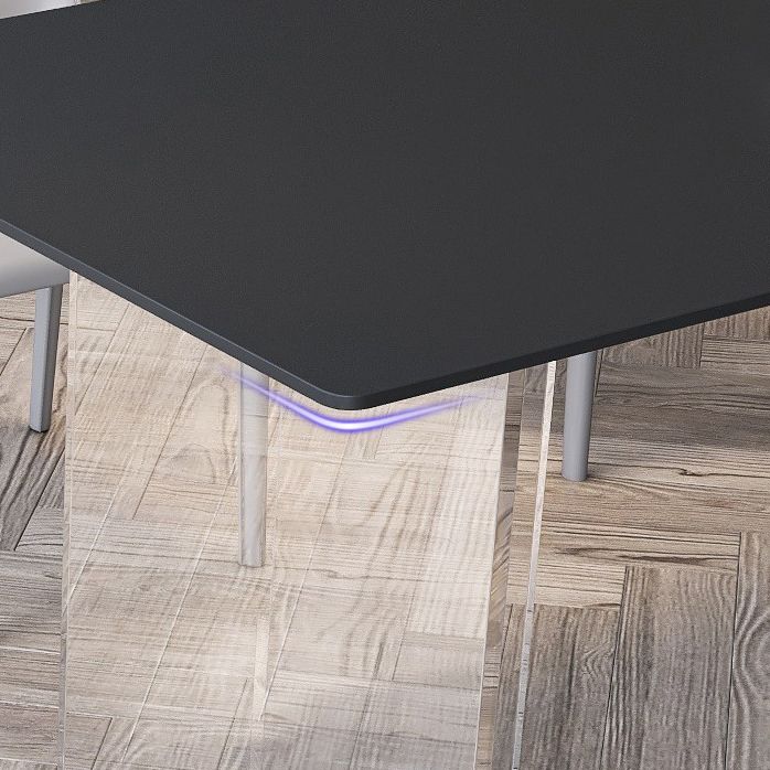 Rectangular Stone Dining Table Modern White-black Furniture with Acrylic Double Pedestal