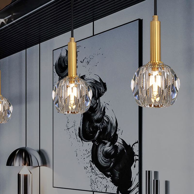 Liping a sfera di cristallo chiaro semplice per sala da pranzo a 1 luci kit lampada sospesa in oro