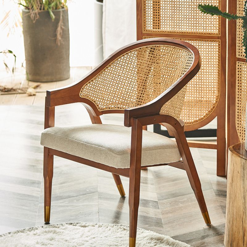 Linen Chair Solid Wood Frame Arms Included Chair with Basic Four Leg
