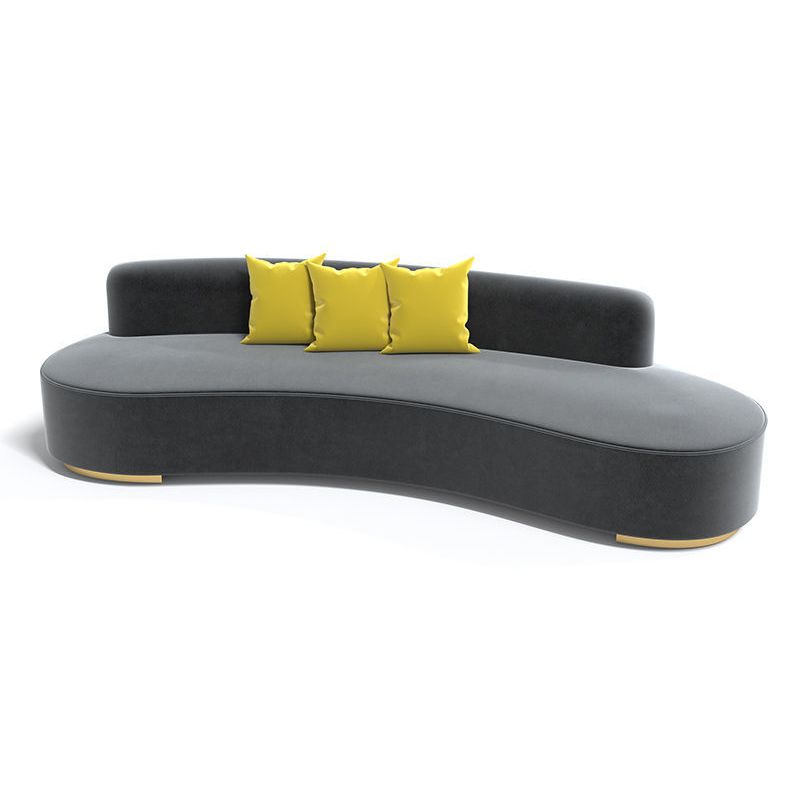 Modern Style Curved Sofa Minimalist Velvet Armless Sofa - 26.77" H
