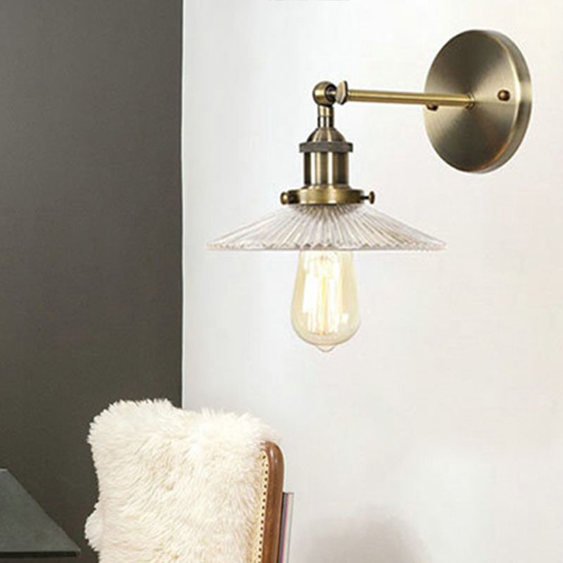 Una luz de pared de bulbo con sombra cónica Prismática Glass Industrial Comedor accesorio de iluminación
