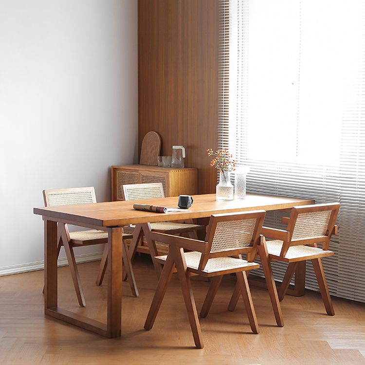 Modern Natural Dining Set 1/2/3/5 Pieces Rectangle Indoor Solid Wood Dinette Set