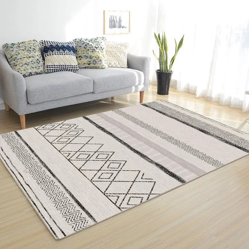 Modern Color-Blocking Geometric Rug Multicolor Polypropylene Rug Machine Washable Non-Slip Pet Friendly Area Rug for Room