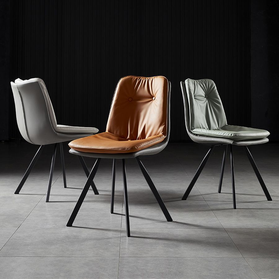 Chaises de salle à manger en cuir de style scandinave, chaise rembourrée à dossier solide pour un usage domestique (Ensemble de 2)