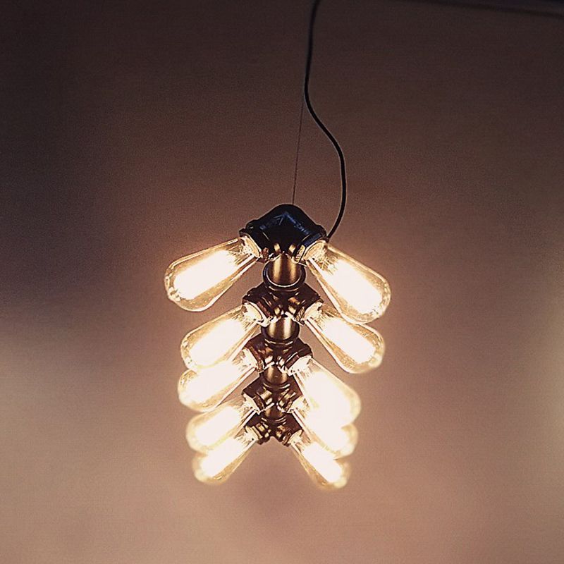 Black Finish Piping Island Lamp Industrial Style Metal Dining Room Hanging Light Fixture