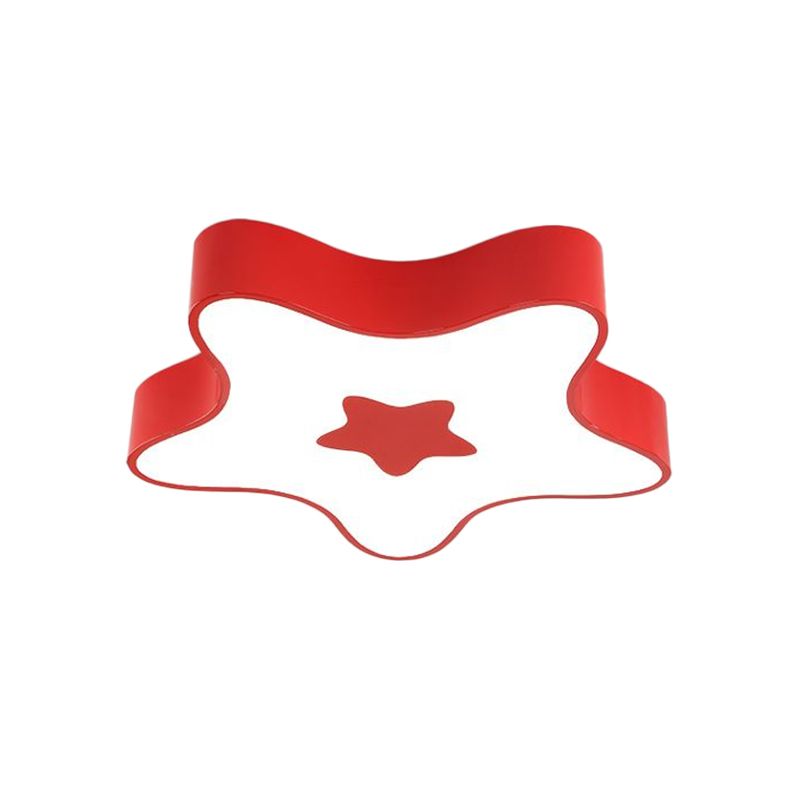 Star Kindergarten Flush Light Acrylic LED Kids Flush Mount Recessed Lighting in Red/Yellow/Blue