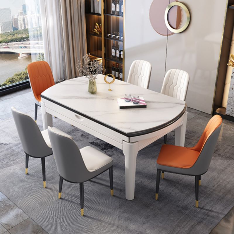 Modern Simple Dining Table Rectangle Shape Dinner Table with Wooden Base for Living Room