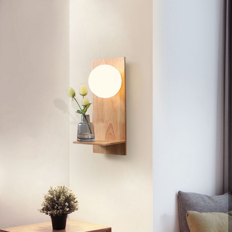 1 Light Wall Light Sconce Modern Wood Wall Light Fixture for Dining Room without plant