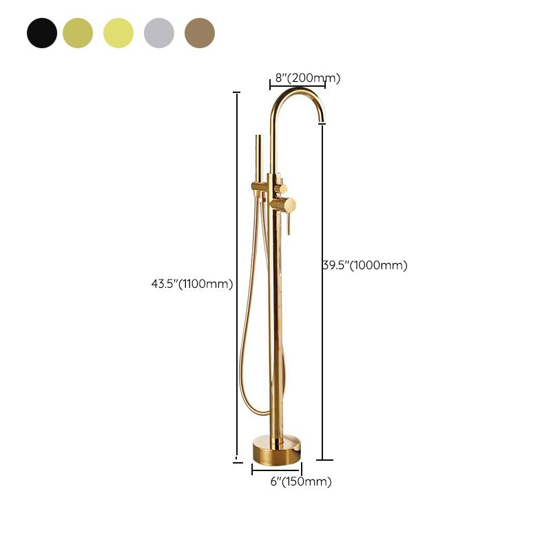 Traditional Floor Mounted Metal Freestanding Tub Filler High Arc Freestanding Faucet
