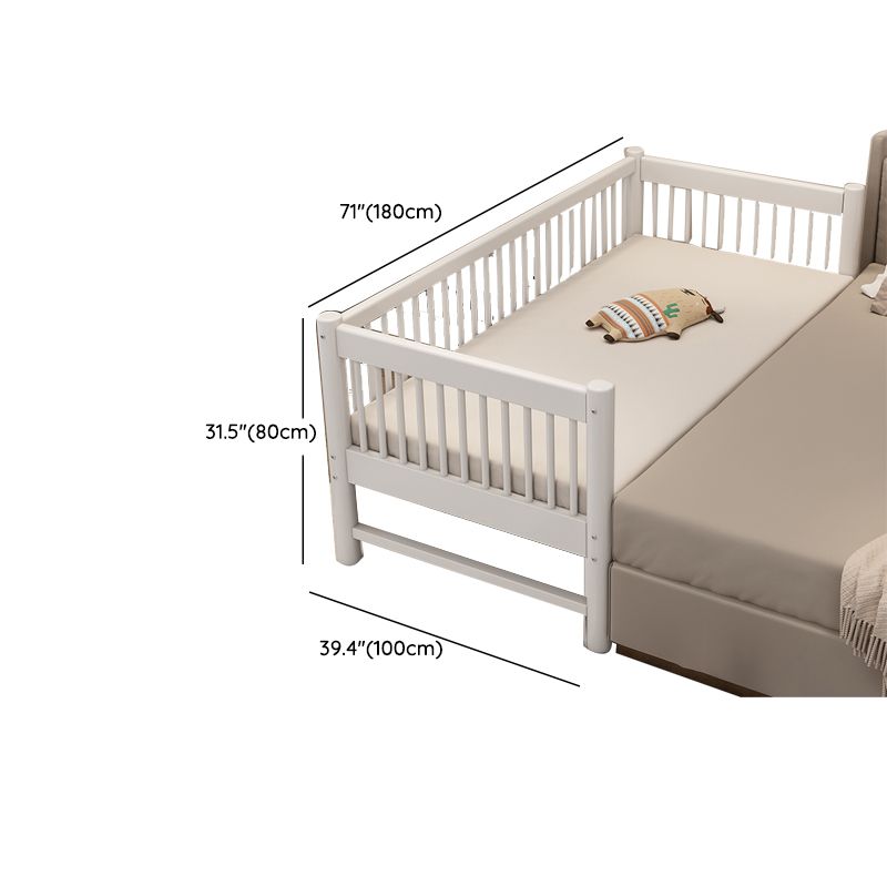 White Baby Crib Scandinavian Beech Nursery Crib with Guardrails