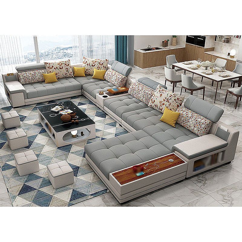 161.42 "L x 98.43" W x 35.43 "H PU Cushion Back Sofá Sectores de brazo cuadrado con almacenamiento