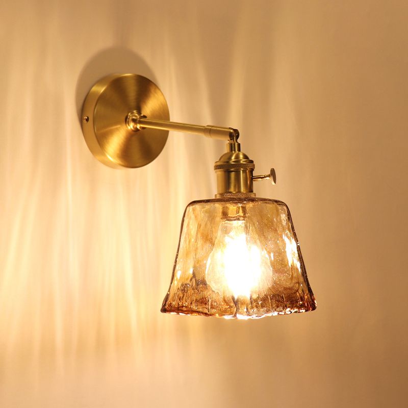 Glass Shaded Lighting Contemporary Golden Wall Light for Room