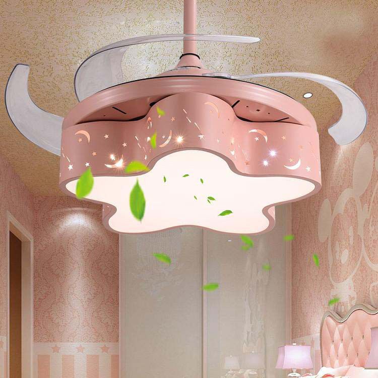 Lovely Color Ceiling Fan Light Fixture Modern LED Ceiling Flush Mount for Kids' Room
