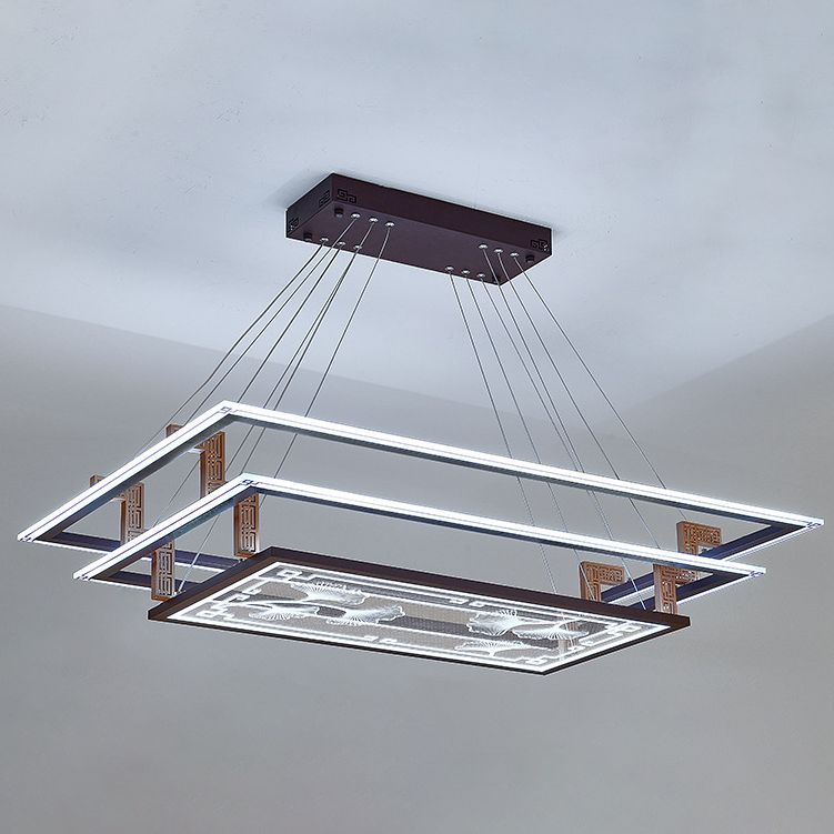 Brown Aluminum Hanging Pendant Lights Contemporary Hanging Lamps for Tea House