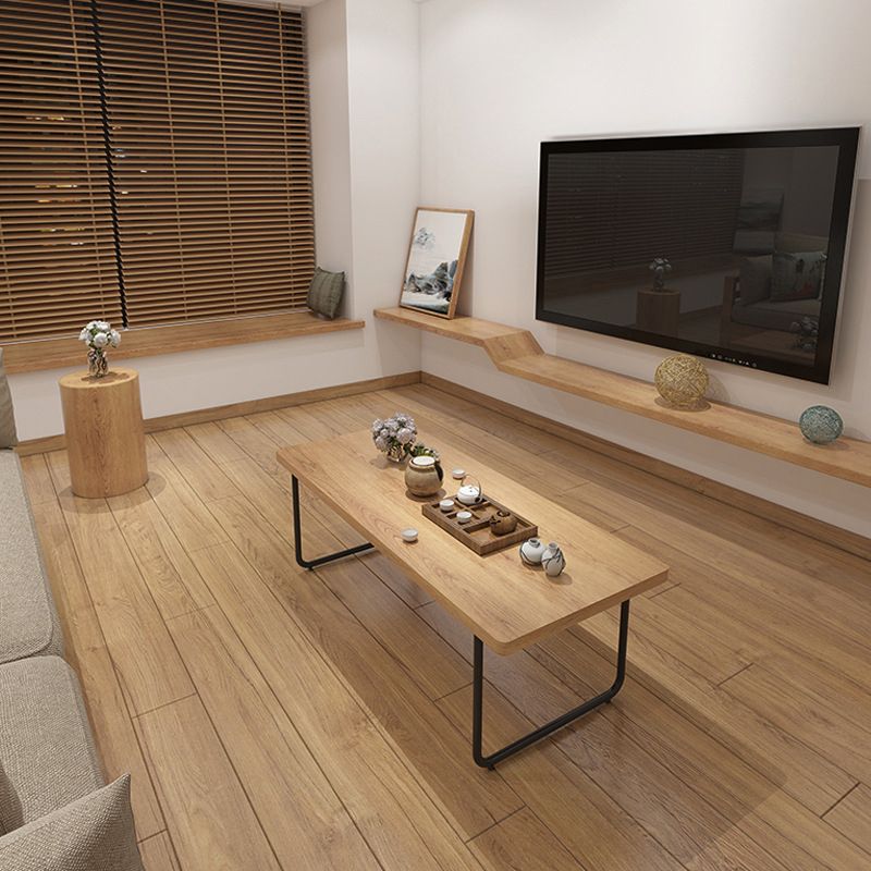 Contemporary Sled Coffee Table Solid Wood Coffee Cocktail Table