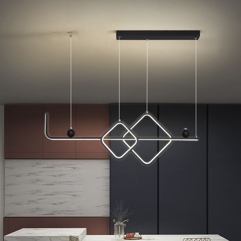 Metal Linear Island Pendant Modern Multiple-Light Island Lighting