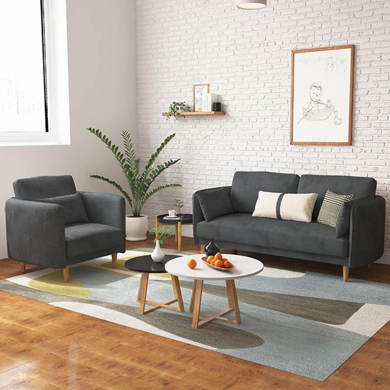 Square Arm Sofa 31.89" H Scandinavian Fabric Sofa with Pillows