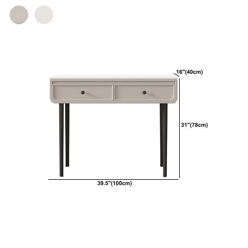 Glam Slate Top Vanity Dressing Table Solid Wood Vanity Desk with Drawers
