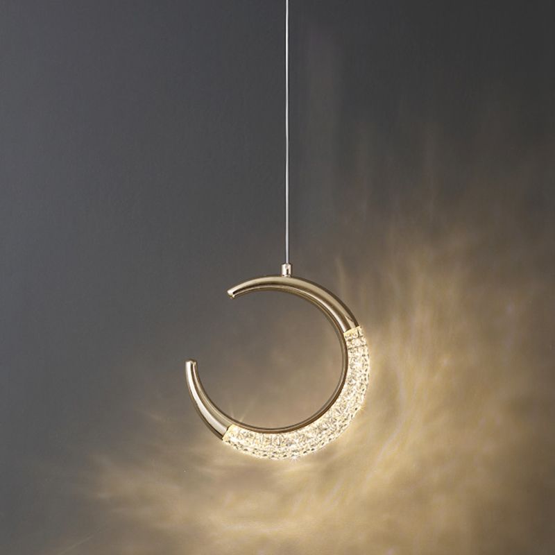 Oro 1 luce mezzaluna leggera lampada a sospensione moderna acrilica chiara piccola lampada sospesa per soggiorno