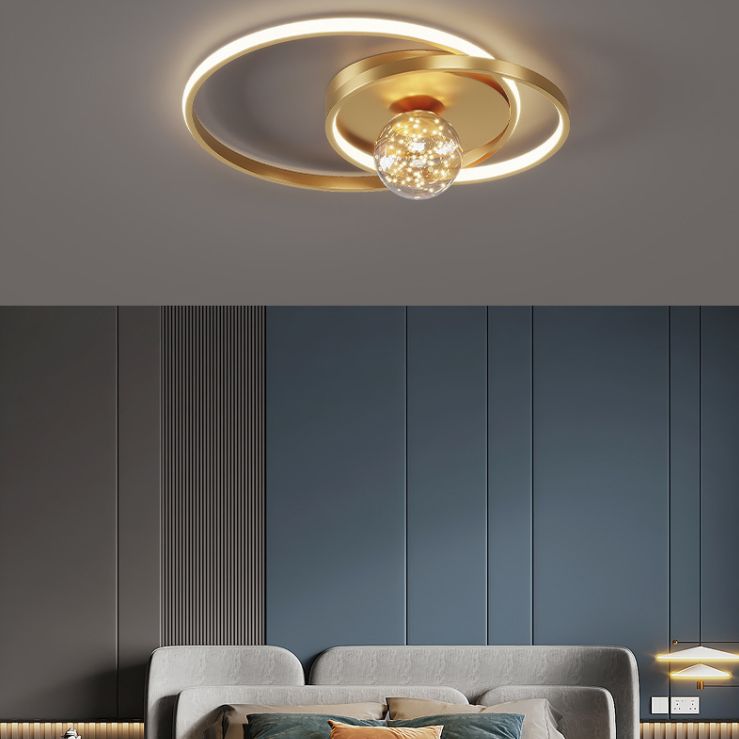 Plafonnier LED circulaire créatif moderne en aluminium à 3 lumières avec abat-jour en acrylique