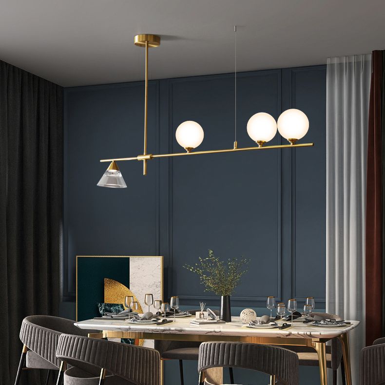 Glass Globe Island Pendant Lighting Modern Multiple-Light Island Light Fixtures