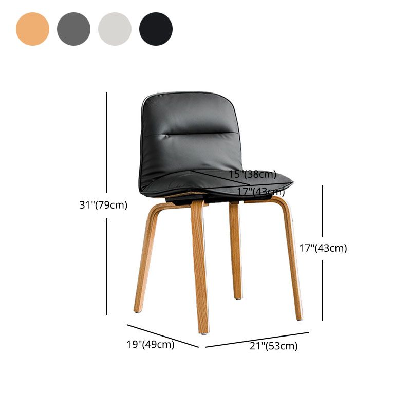 Sillas de comedor escandinavas de piel sintética, silla con respaldo sólido sin brazos