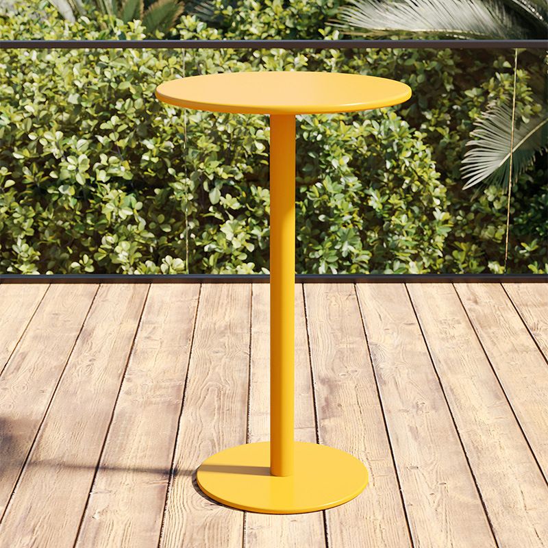 Contemporary Round Metal Bar Table 41.3"H Outdoor Pedestal Bar Dining Table