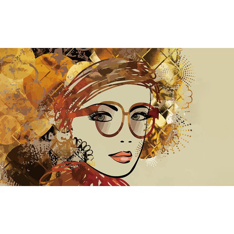 Female Character Print Mural Wallpaper Contemporary Non-Woven Material Wall Covering